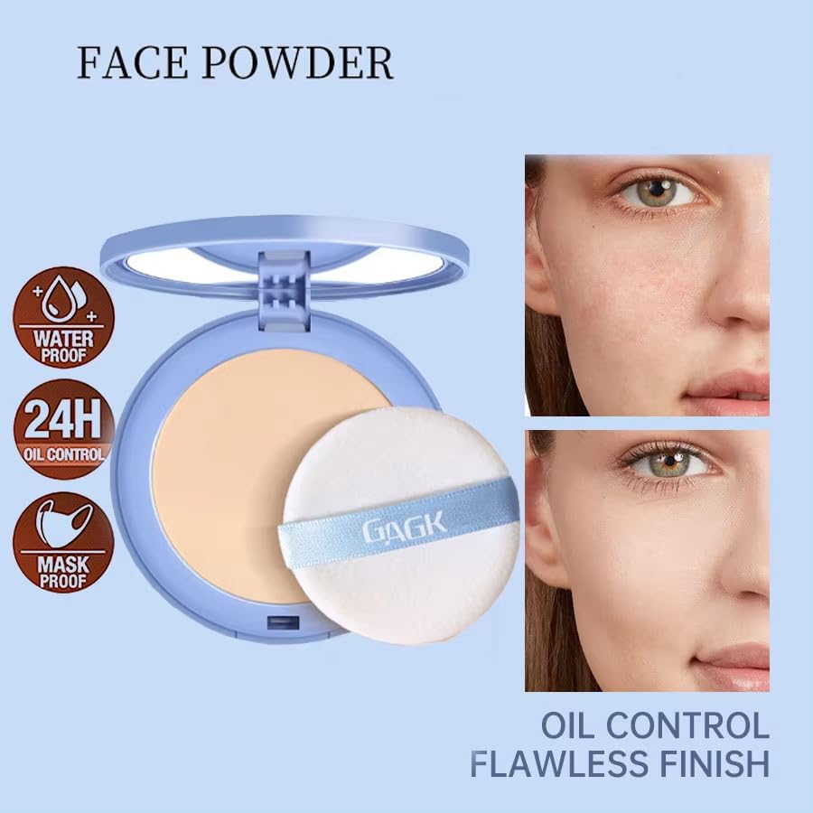 Professional Face Setting Pressed Powder, Oil Control, Waterproof, Matte Finish, Natural Look
