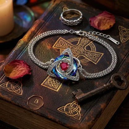 Celtic Knot Bracelet for Women, Trinity Knot Triquetra Crystal Bracelet