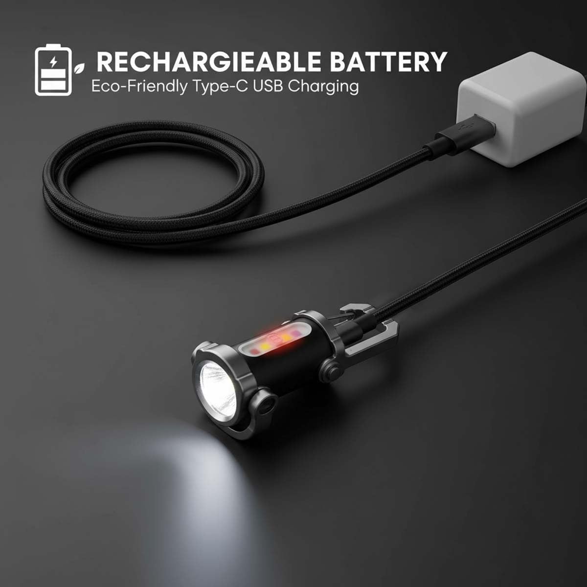 2Pcs Portable Rechargeable Bright Keychain Flashlight Phone Charger, Mini Keychain Flashlight