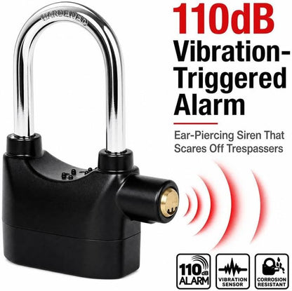 Anti-Theft Alarm Padlock with Lock Hasps, Aluminum Alloy Materia