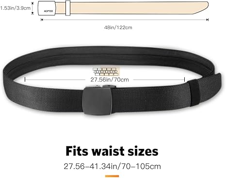 Money Belts for Travel for Men, Nylon Military Tactical Mens with Zinc Alloy Buckle, Security Money Belt