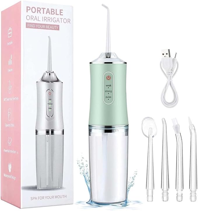 Electric Water Flosser Cordless for Teeth 3 Modes 4 Jet Tips Set