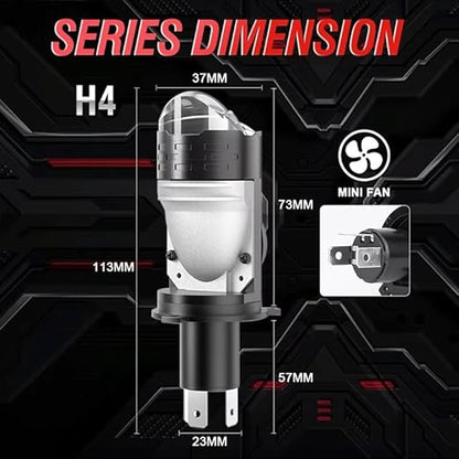 H4 Plug-and-Play High-Intensity LED Projector Spotlight for Motorcycles and Cars