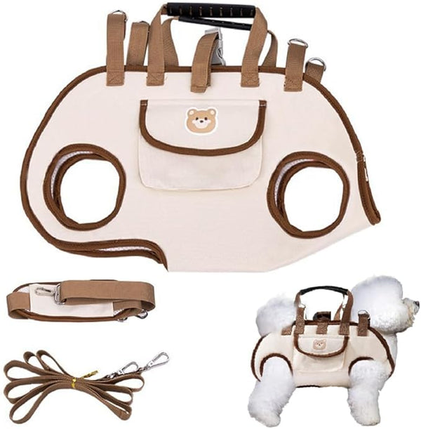 Dog Lift Harness,Adjustable Crossbody Shoulder Strap Cat Carrier Sling with Side Storage Pocket & 120cm Leash