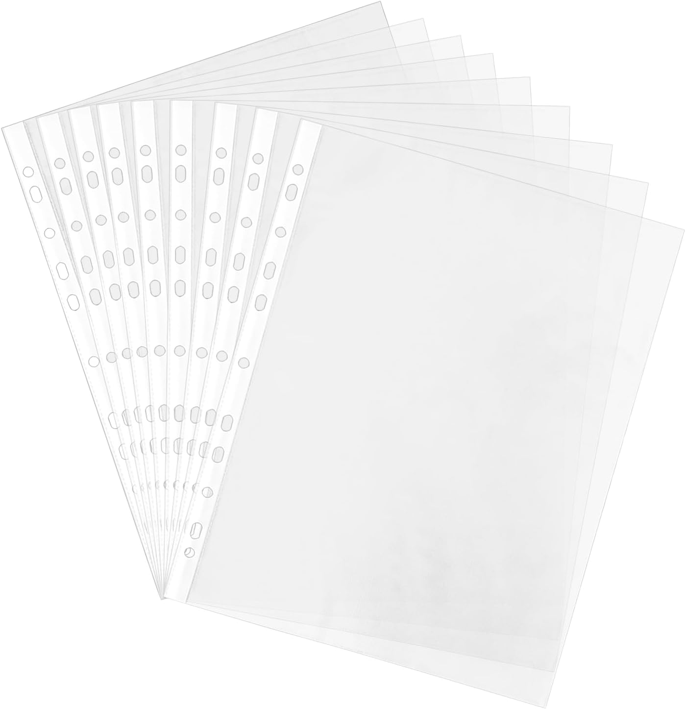 10Pcs A4 Punched Pocket, Clear Document Folder Waterproof File Pouch