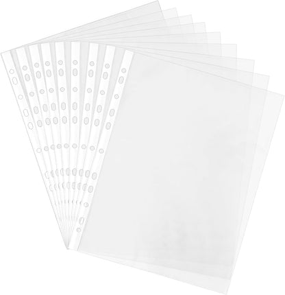10Pcs A4 Punched Pocket, Clear Document Folder Waterproof File Pouch