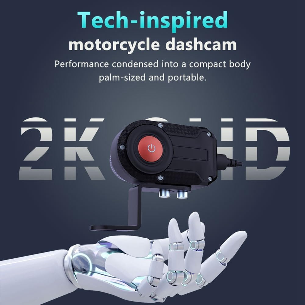 Portable Waterproof 2K HD Motorcycle Dash Cam with Wi-Fi