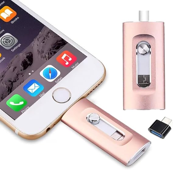 3-in-1 High-Capacity USB Drive with Fingerprint Security – Retractable Lightning & USB-A Memory Stick