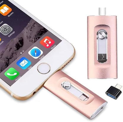 3-in-1 High-Capacity USB Drive with Fingerprint Security – Retractable Lightning & USB-A Memory Stick