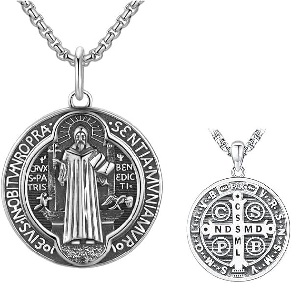 Cross Amulet Pendant, Round Coin Pendant, Religious Catholic Amulet Jewelry