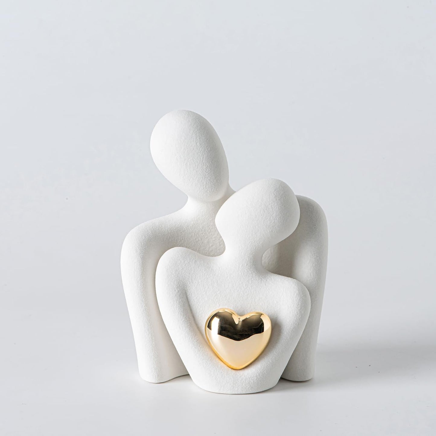 Abstract Couple Figurine Sculpture, Modern Embracing Couple Art Ornament