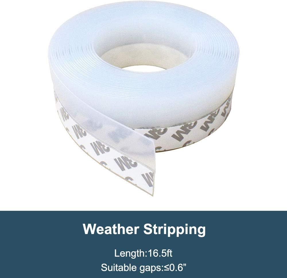 16.5FT Silicone Seal Strip, Weather Stripping for Door Window Draft Stopper 45MM