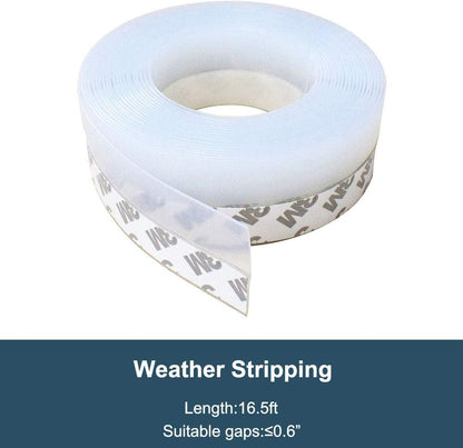 16.5FT Silicone Seal Strip, Weather Stripping for Door Window Draft Stopper 45MM
