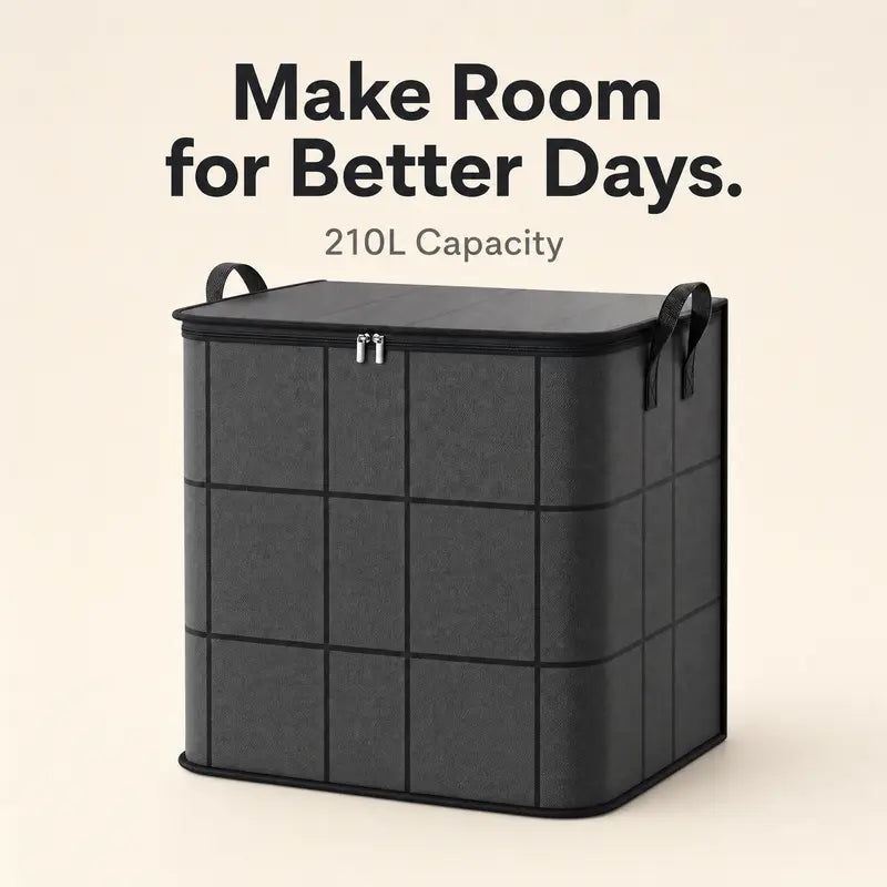Spacious Moving Storage Bin, Zippered Organizer for Quilts, Bedding & Sweaters