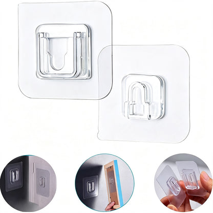 20 Pairs Double Sided Self Adhesive Wall Hooks, Punch Free Transparent Snap Button Set