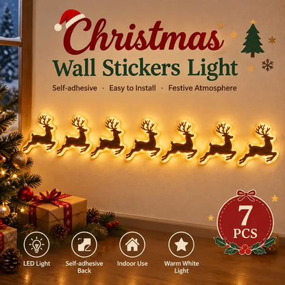 7Pcs/set LED Reindeer Wall Decorations - Festive Christmas Lighting