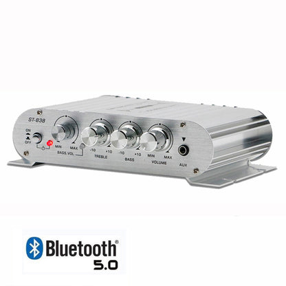 Bluetooth Car Amplifier 12V 80W, 2.1 Channel Mini Stereo Amp with Wireless Audio Streaming