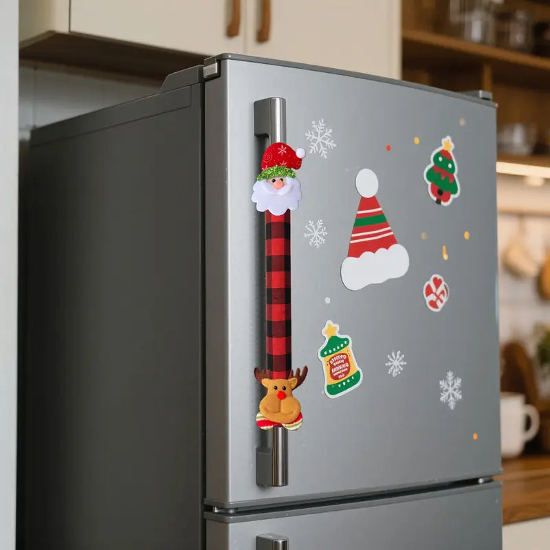 2/4Pcs Christmas Fridge Handle Cover, Festive Kitchen Decor Set