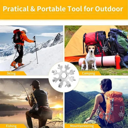 4PCS 18-in-1 Snowflake Multi Tool, Stainless Steel Wrench with Screwdriver & Bottle Opener