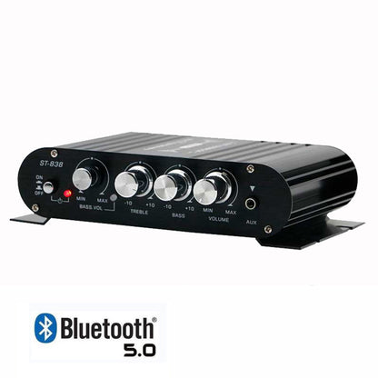 Bluetooth Car Amplifier 12V 80W, 2.1 Channel Mini Stereo Amp with Wireless Audio Streaming