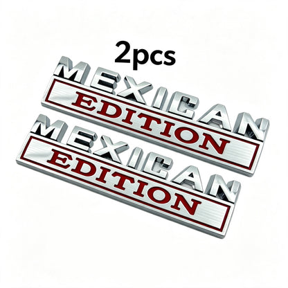 2Pcs Mexican Edition Emblem for Car, 3D Car Letters Metal Material Sticker
