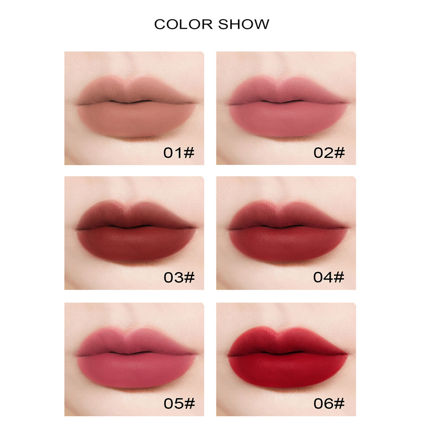 6PCS Matte Velvet Lipstick Set, Lazy Lip Makeup - Long Lasting