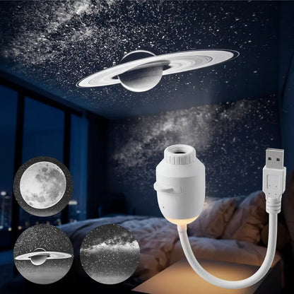 2-in-1 Starry Sky Projector Night Light with 3 Interchangeable Films