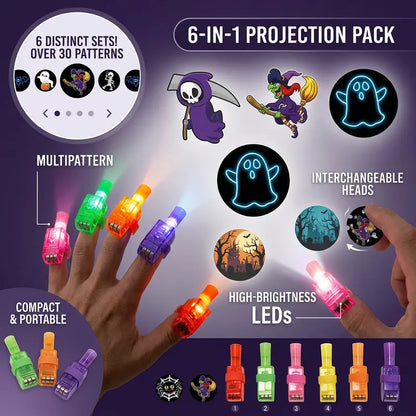 36Pcs Halloween LED Projection Finger Lights,Multi-Color Light Up Finger Projectors