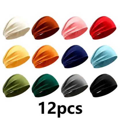 Women's Universal 12-Pack No-Slip Elastic Fashion Headband Set
