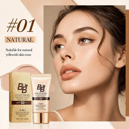 Snail Mucin BB Cream - High-Coverage Oil-Control Matte Moisturizer, Waterproof, SPF-Infused