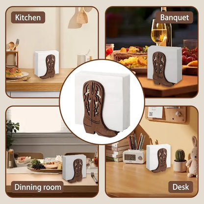 2PCS Western Cowboy Boot Shaped Napkin Holder Table Decor