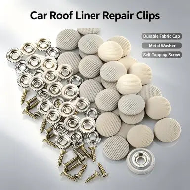 50Pcs Car Roof Headliner Repair Buttons, Fabric Covered Retainer Screws, Auto Ceiling Liner Fixing Snap Fastener Clips