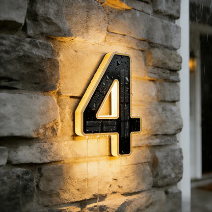 Solar Lighted House Numbers for Outside Waterproof LED Address Signs for Houses