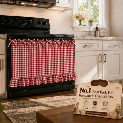 Christmas Curtains, Double-Sided Thick Fabric Gingham Plaid Stovetop Cover