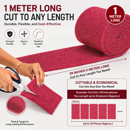 1 Roll Red Heavy-Duty Emery Scouring Pads, Abrasive Steel Wool Alternative Cleaner for Burnt Pan & Rust Stains