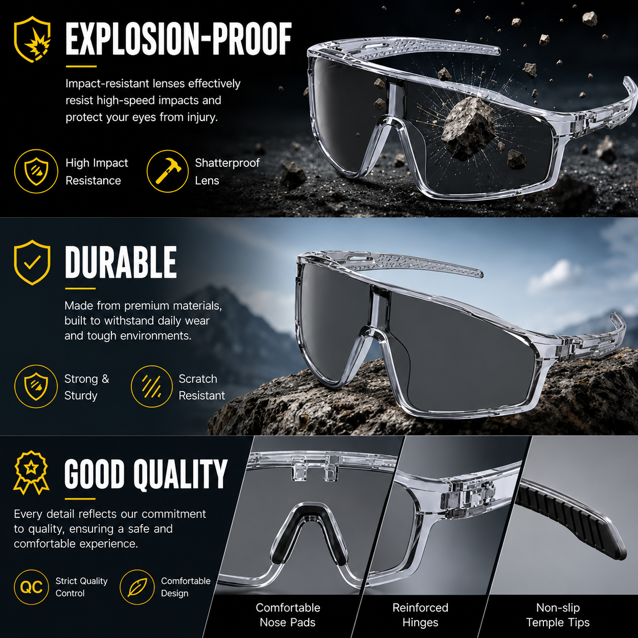 UV400 Photochromic Polarized Safety Glasses Sports Sunglasses for Men Women