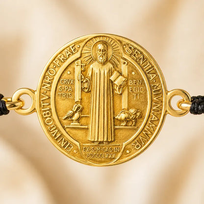 St. Benedict Bracelets Cross Charm and Black&Red Adjustable Cord