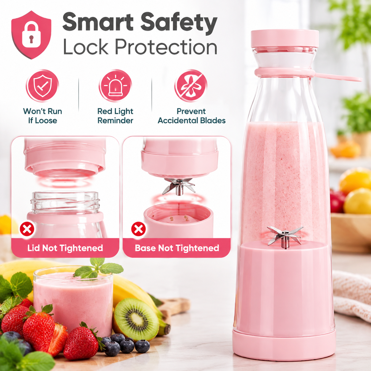 Portable Electric Juicer Bottle |Wireless Rechargeable Travel Blender Milkshakes Juicer