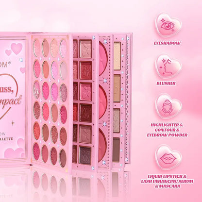 Multifunctional Eyeshadow Palette Book: Shimmer & Matte Shades, Lipstick, and Contouring