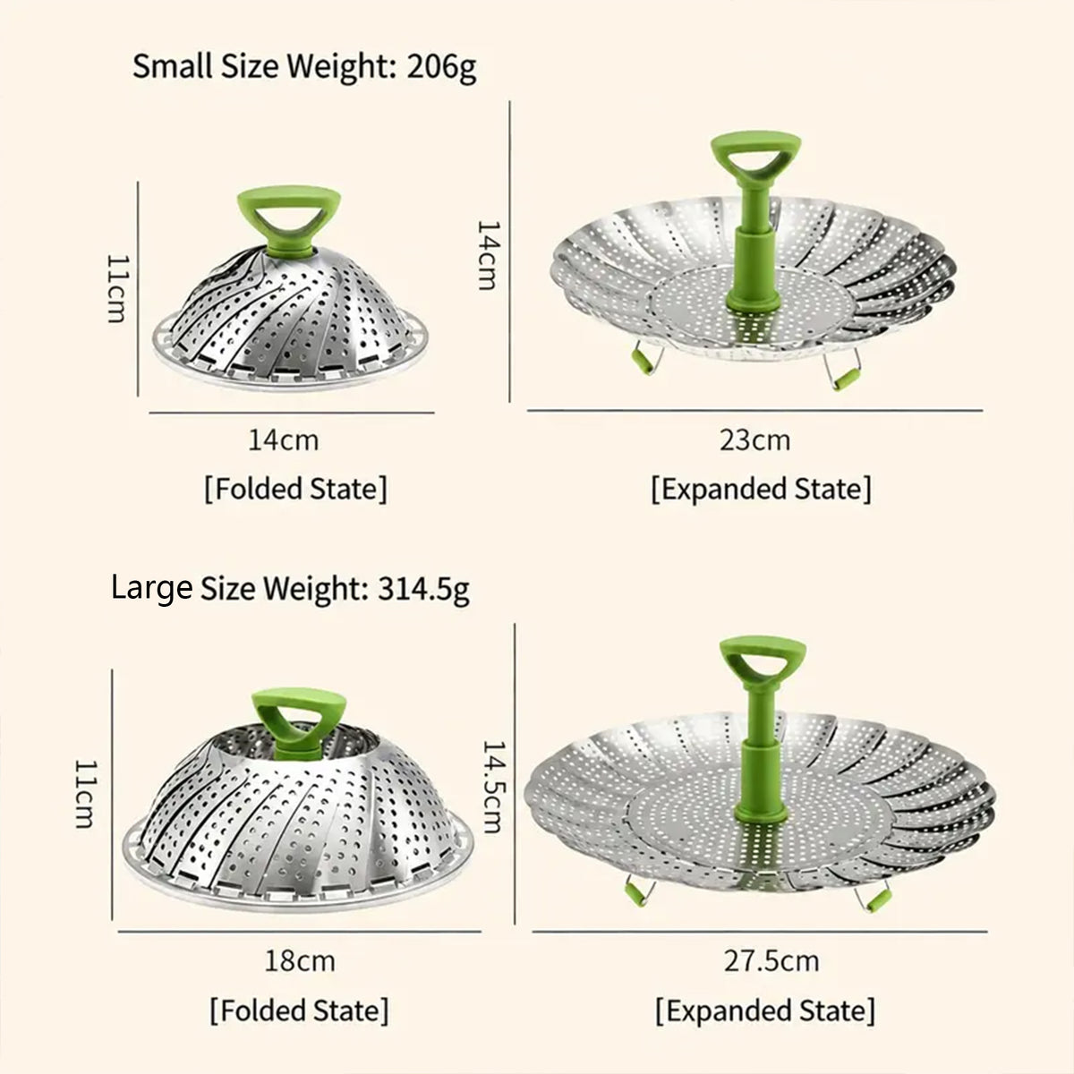 Stainless Steel Vegetable Steamer Basket Utensils Folding Expandable