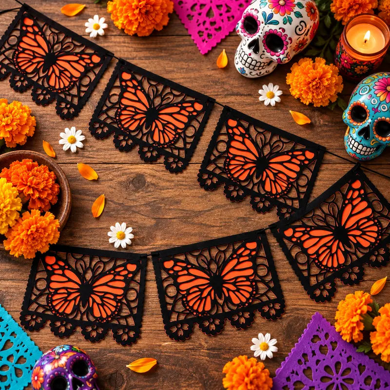 Monarch Butterfly Day of the Dead Banner 9.8FT