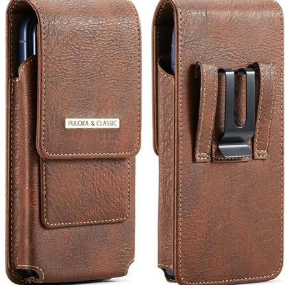 Men's Waist Phone Pouch with Card Slot, Magnetic Lock & Metal Belt Clip