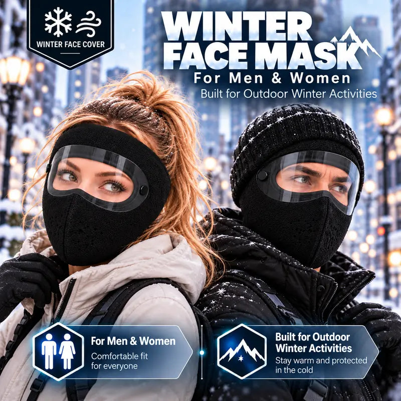 2PCS Winter Face Mask with Detachable Goggles, Windproof Thermal