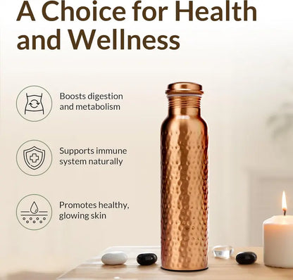 Copper Water Bottle 28.15 Ounces | 100% Pure Copper Hammered Design Handmade For Drinking Water