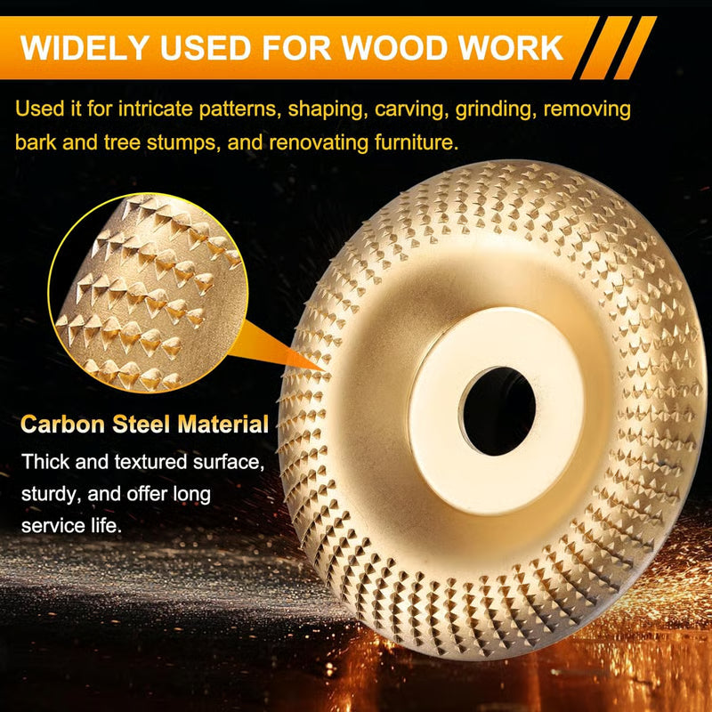 3PCS Wood Carving Disc Set for 4" or 4 1/2" Angle Grinder with 5/8" Arbor