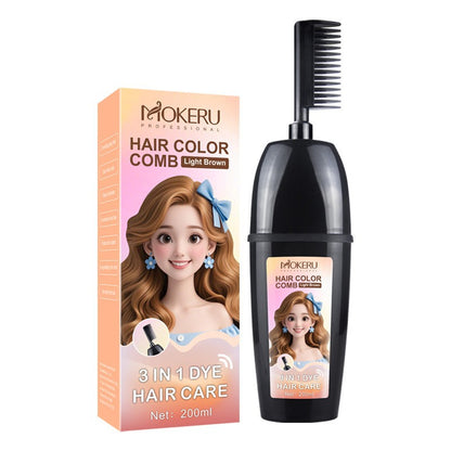 3-In-1 Herbal Hair Coloring Comb | Easy Hair Coloring At Home With Built-In Brush | No Mix, Ammonia-Free