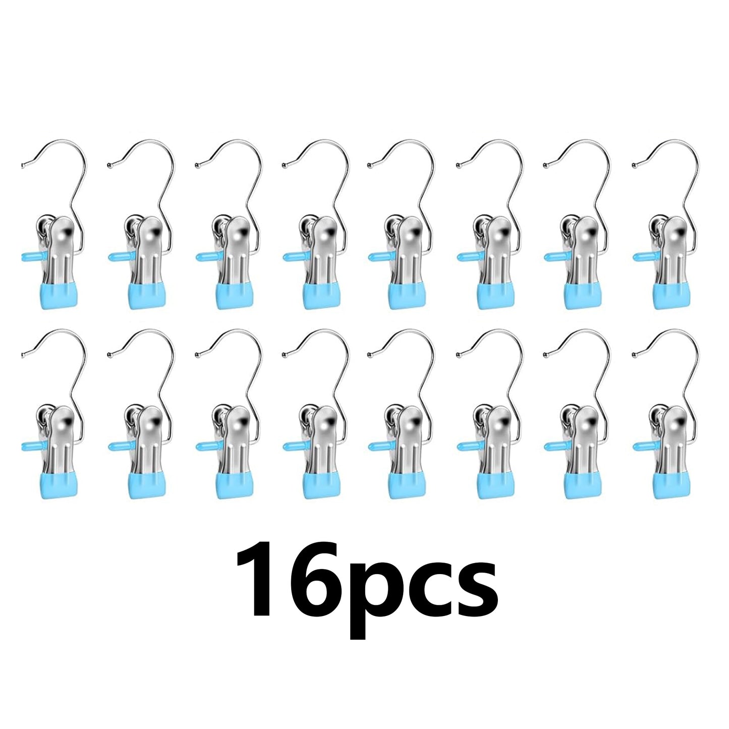 16PCS Anti-Rust Stainless Steel Non-Slip Metal Clothespins