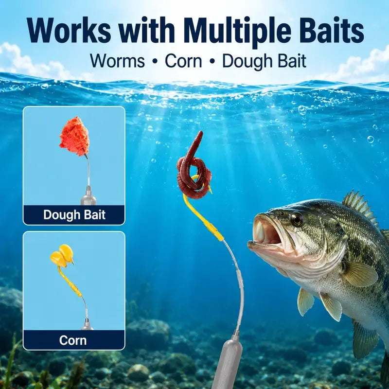 5Pcs Pre-Tied Off Bottom Fishing Rig Anti‑snag Floating Hook Leaders, Suspension Fishing Hair Rigs Hooks
