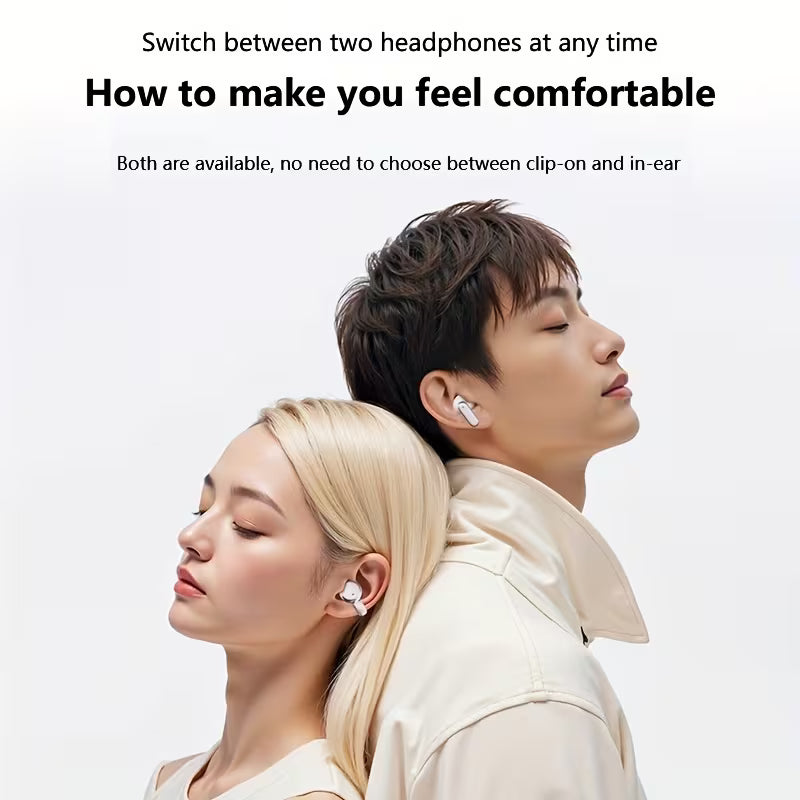 2-in-1 Ear Clip & Semi-In-Ear Wireless Headphones, 2026 Model with Digital Display Charging Case