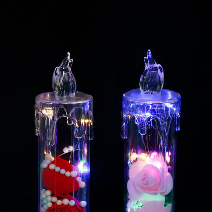 LED Night Light, Valentine's Day Preserved Flower & LED Electronic Candle Light